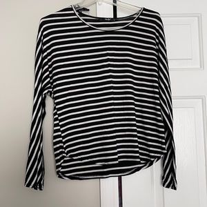 Black and white striped long sleeve blouse